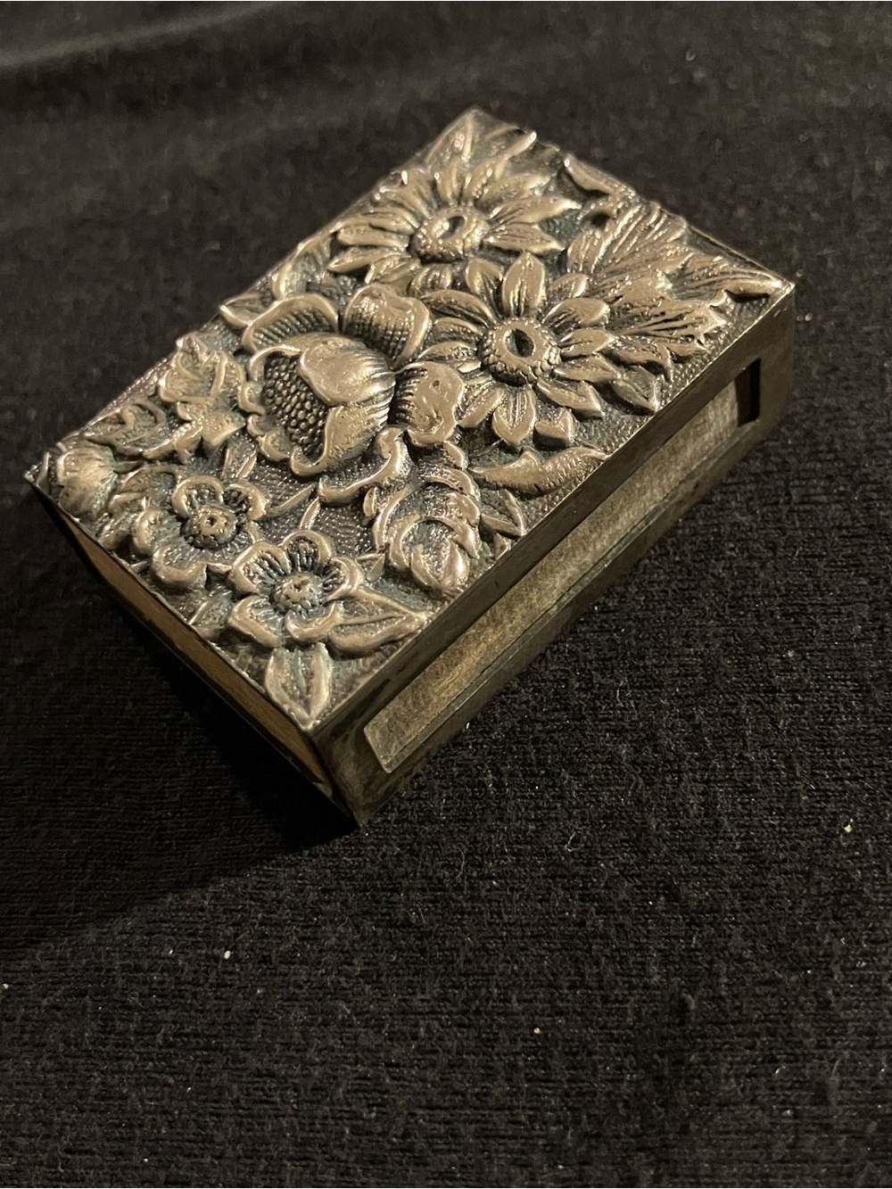 Vintage S. Kirk & Son Sterling Silver Repousse Matchbox Cover #90F No Monogram